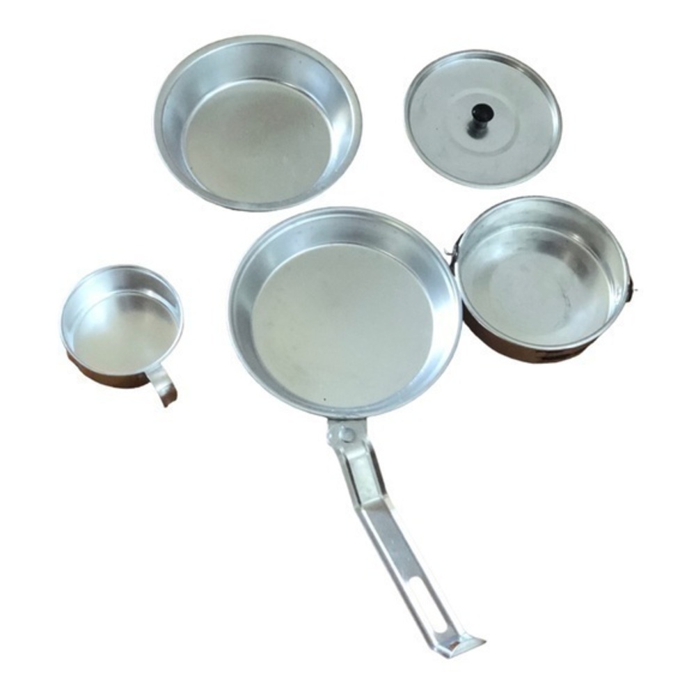 COLEMAN 5 Piece Aluminum Mess Kit Camping Travel With Netted Bag